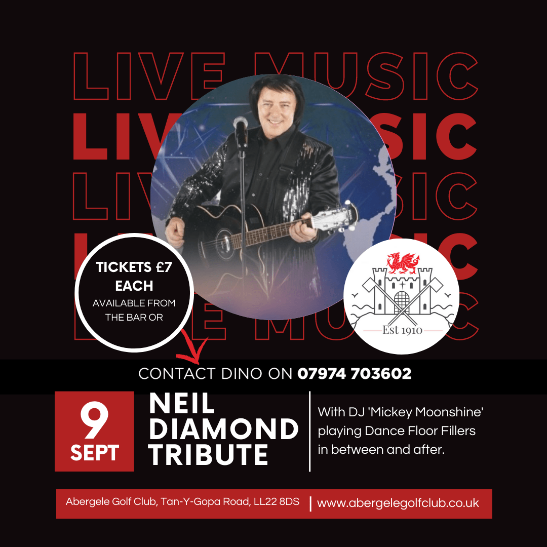 Neil Diamond Tribute Evening on 9th September 2023. £7 a ticket.